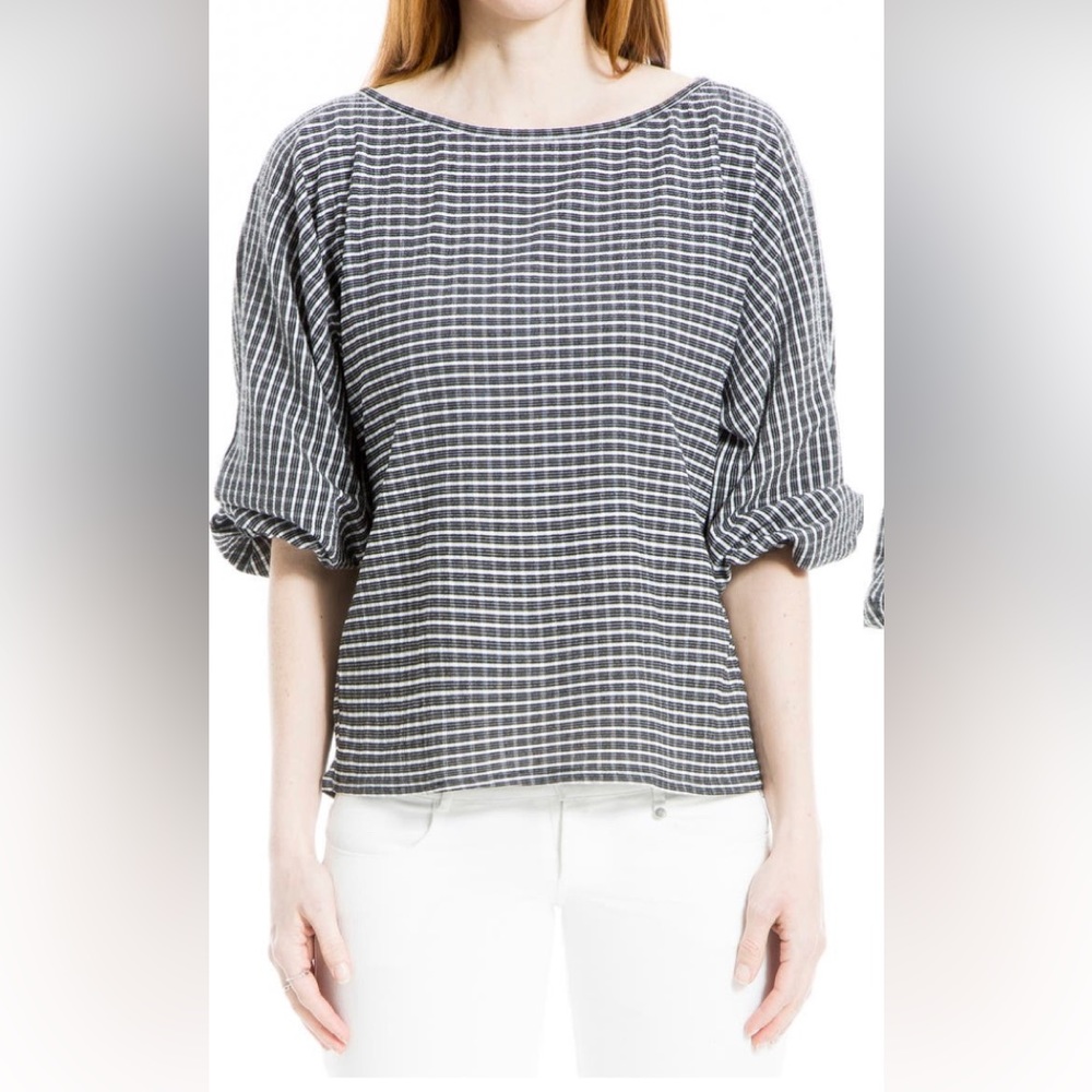 Max Studio dolman sleeve black and white checkered blouse